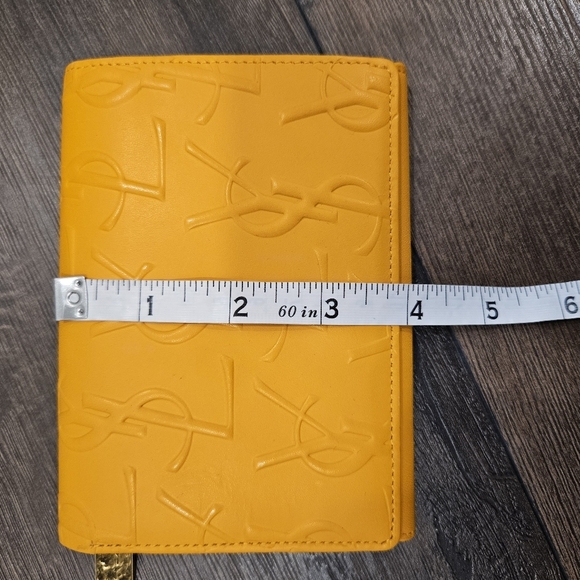 Vintage Yves Saint Laurent Yellow Folded Embossed Leather Wallet - MINT - Picture 15 of 15